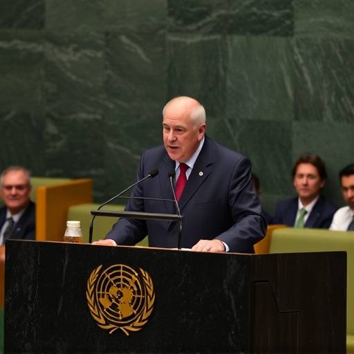 Il Segretario Generale delle Nazioni Unite durante un discorso all'Assemblea Generale.