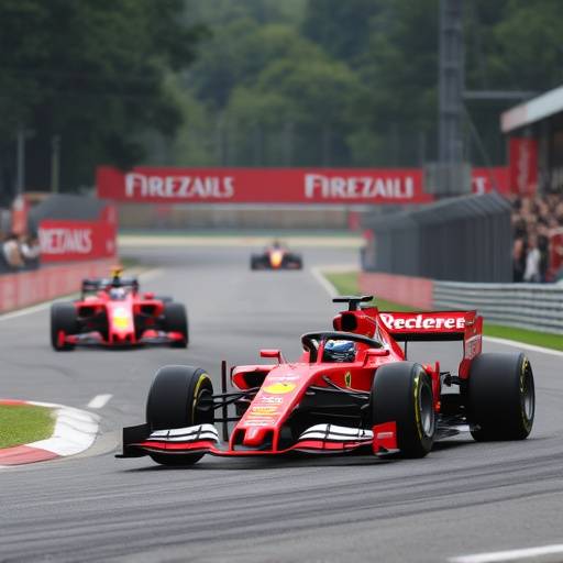 La Ferrari guidata da Charles Leclerc che taglia il traguardo al Gran Premio d'Italia a Monza